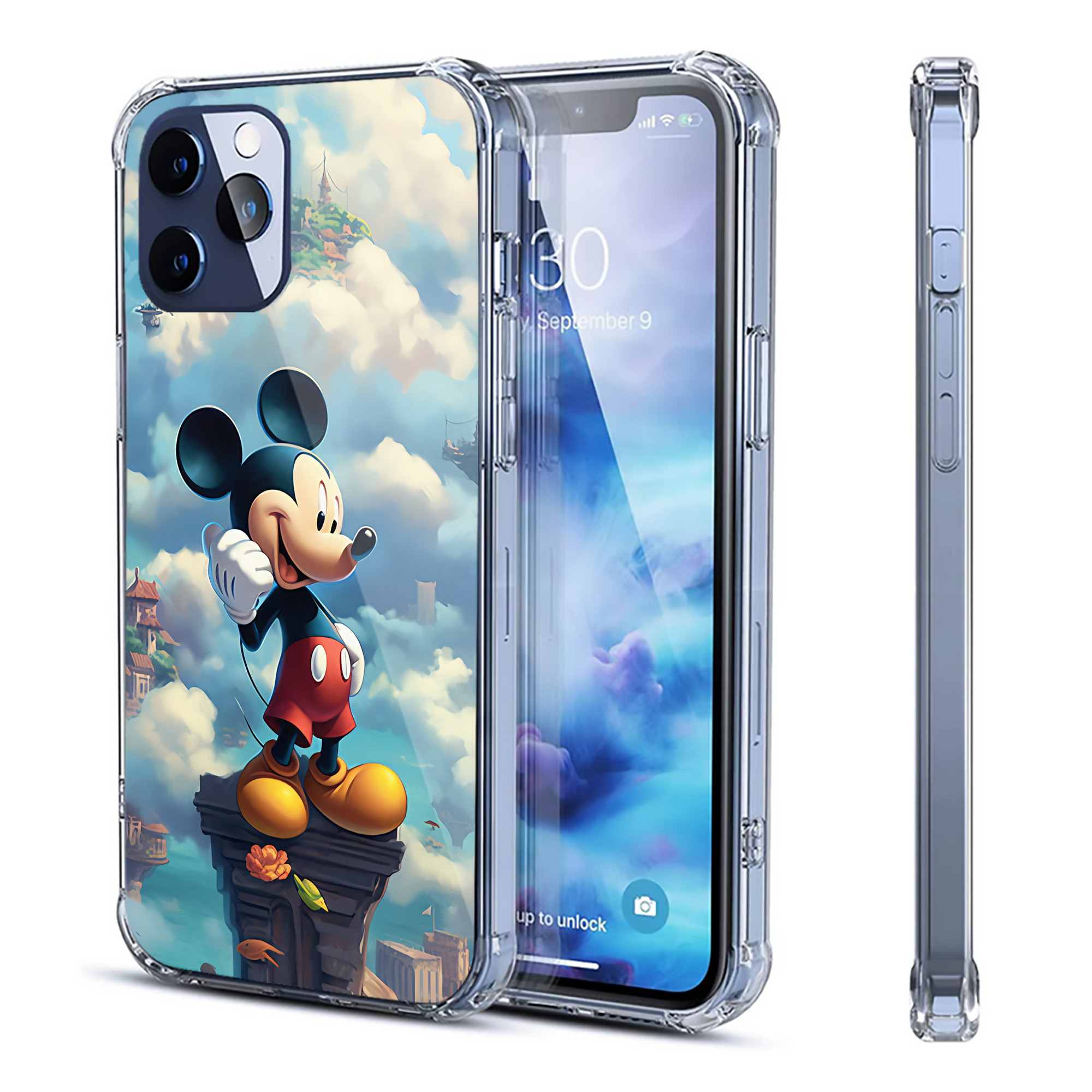 （画像用） ミッキーマウス Mickey Mouse 【iPhone 12シリーズ対応】透明スマホケース（クリアソフトケース）